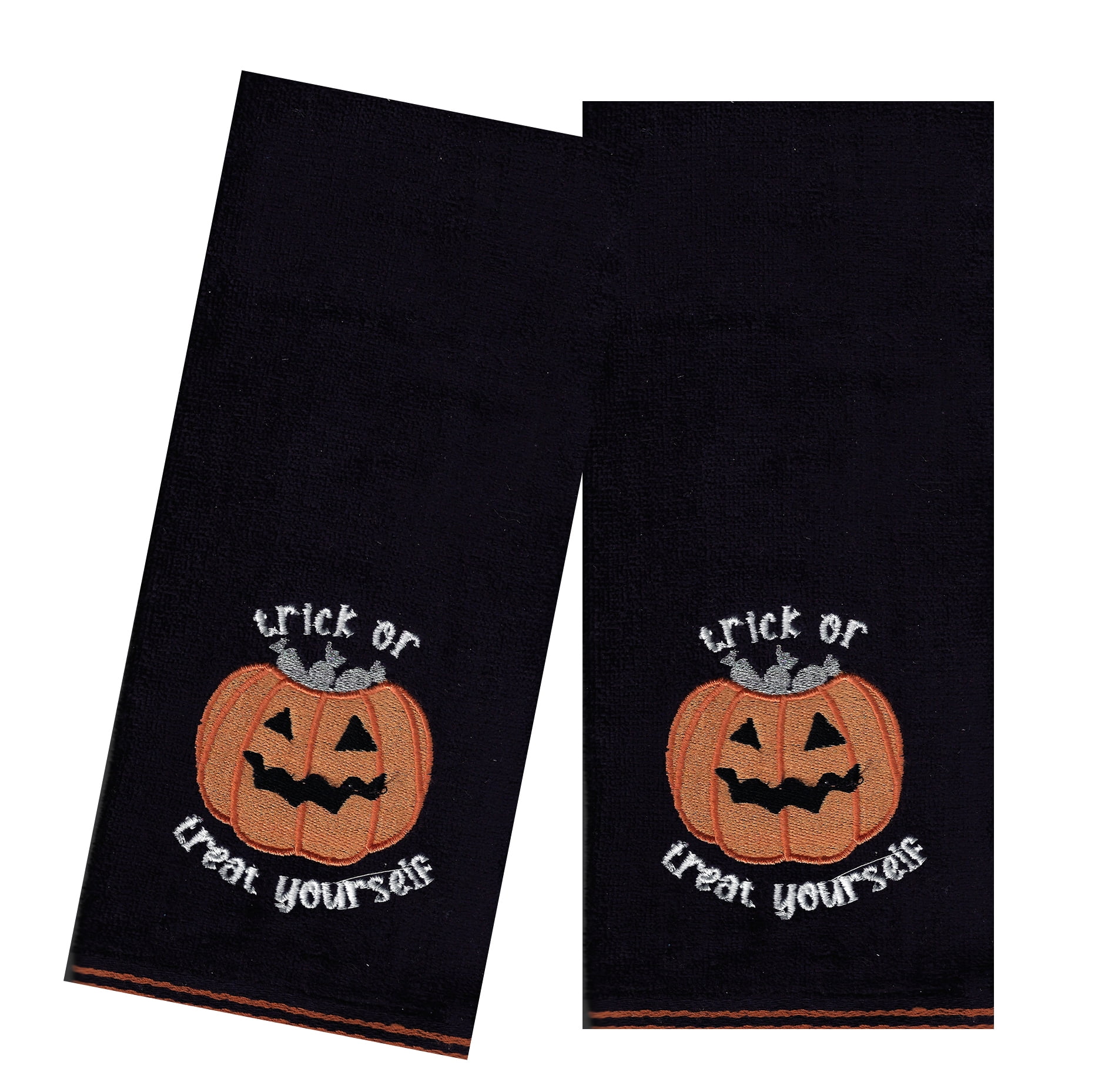 Halloween Towels Black Bath Hand Towel 2 Pack Pumpkin Lets Party