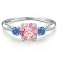 thumbnail image 3 of Gem Stone King 10K White Gold Pink Zirconia 3-Stone Ring for Women | 1.72 Cttw | Round 6MM | Gemstone Birthstone | Size 9, 3 of 6
