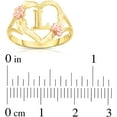 thumbnail image 2 of Floreo 10k Yellow Gold A-Z Letter Initial Ring with Heart and Rose Gold Flower Design, Sizes 4-9, 2 of 4