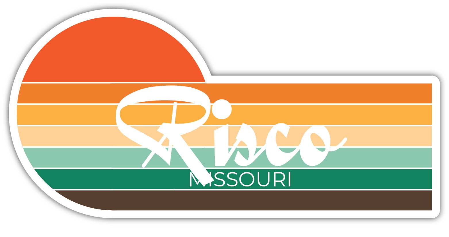Risco Missouri 2 x 1.25 Inch Sticker Retro Vintage Sunset City 70s