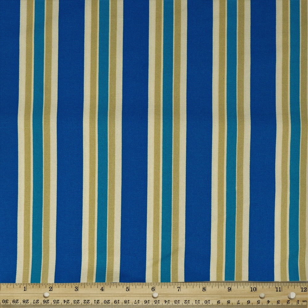 Waverly Inspirations 100 Cotton Duck 45" Width Large Stripe Azure Tan