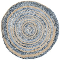 SAFAVIEH Cape Cod Corrine Braided Area Rug, 3' x 3' Round, Blue/Natural