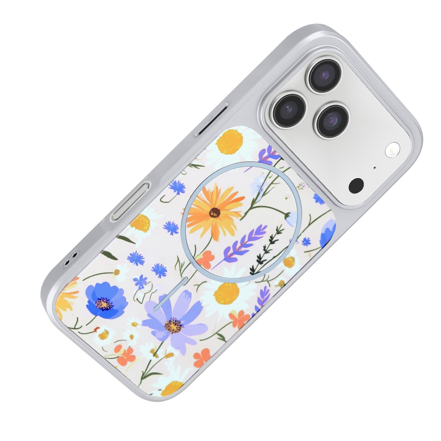 Floral Pattern Dual Layer MagSafe Cover for iPhone 17 Pro Max - Beige