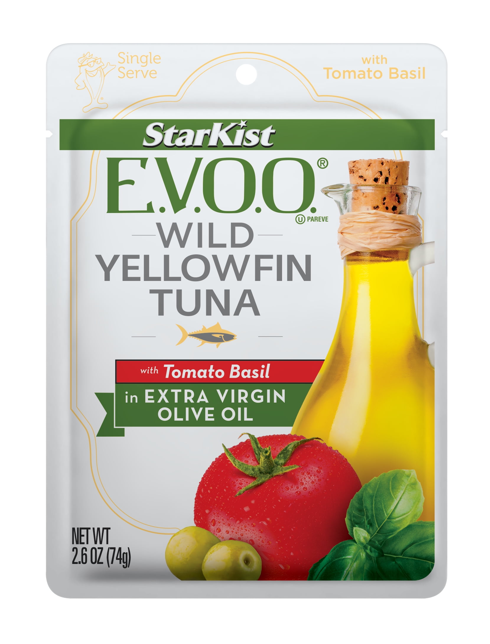 StarKist E.V.O.O. Wild Yellowfin Tuna in Extra Virgin Olive Oil, Tomato Basil, 2.6 oz Pouch