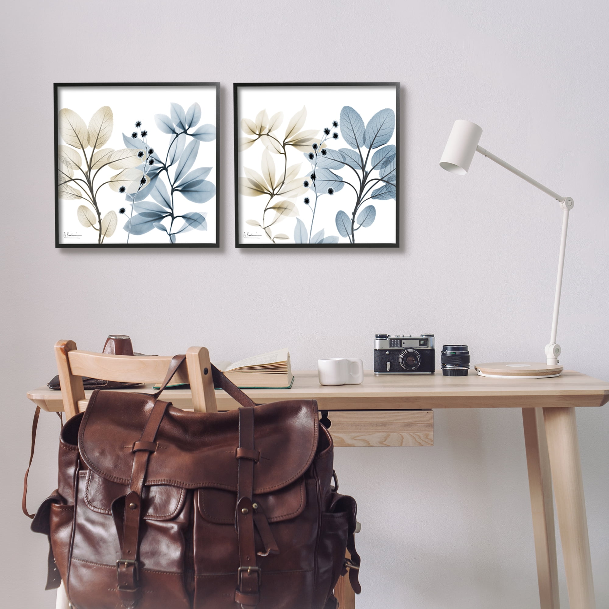 Stupell Industries Contemporary Plant Sprigs Botanical & Floral Painting Black Framed Art Print Wall Art, 17 x 17, Set of 2