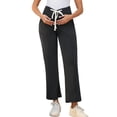thumbnail image 1 of Pantalones de maternidad Inspire Chic para mujer, cómodos, de pierna ancha, con cintura alta y bolsillos, color negro, talla pequeña, 1 of 6