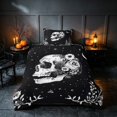 thumbnail image 2 of Homewish Sugar Skull Twin Duvet Cover, Celestial Stars Twin Bedding, Black White, Black Reversible 2 Pieces, 1 Duvet Cover and 1 Pillowcase, 2 of 7