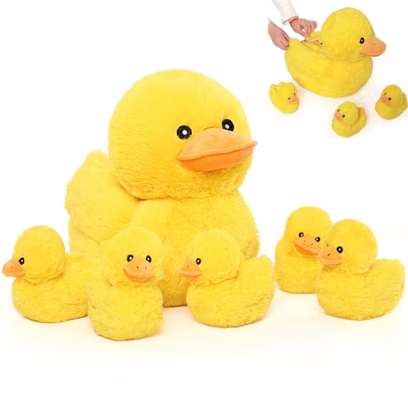 MaoGoLan 6pcs Duck Stuffed Animals 15.7'' Duck with 5 Baby Ducks Plush Toy Inside
