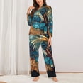 thumbnail image 2 of Lsque Stained Glass Eagle USA Pattern Long Sleeve Pajama Set for Women - Soft 2-Piece Sleepwear and Loungewear Set with Pockets, Comfy Nightwear-Small, 2 of 7