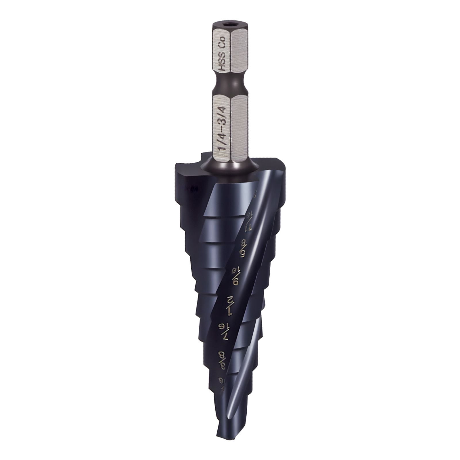 Dranite Step Drill Bit, 1/4" to 3/4", TiAlN Coating Cobalt HSS, Hex Shank for Metal/Wood