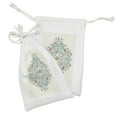 thumbnail image 2 of Floral Fabric Pouch Set of 2, Eastern Style Blossoming Flowers and Leaves Delicate Strokes Vibes, Small Drawstring Bag for Toiletries Masks and Favors, 9" x 6", Teal and Multicolor, by Ambesonne, 2 of 2