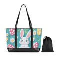 thumbnail image 7 of FORMRS Canvas Laptop Tote Bag for Women with 15.6" Computer Compartments Shoulder Handbag, Cartoon Easter Bunny, 7 of 7