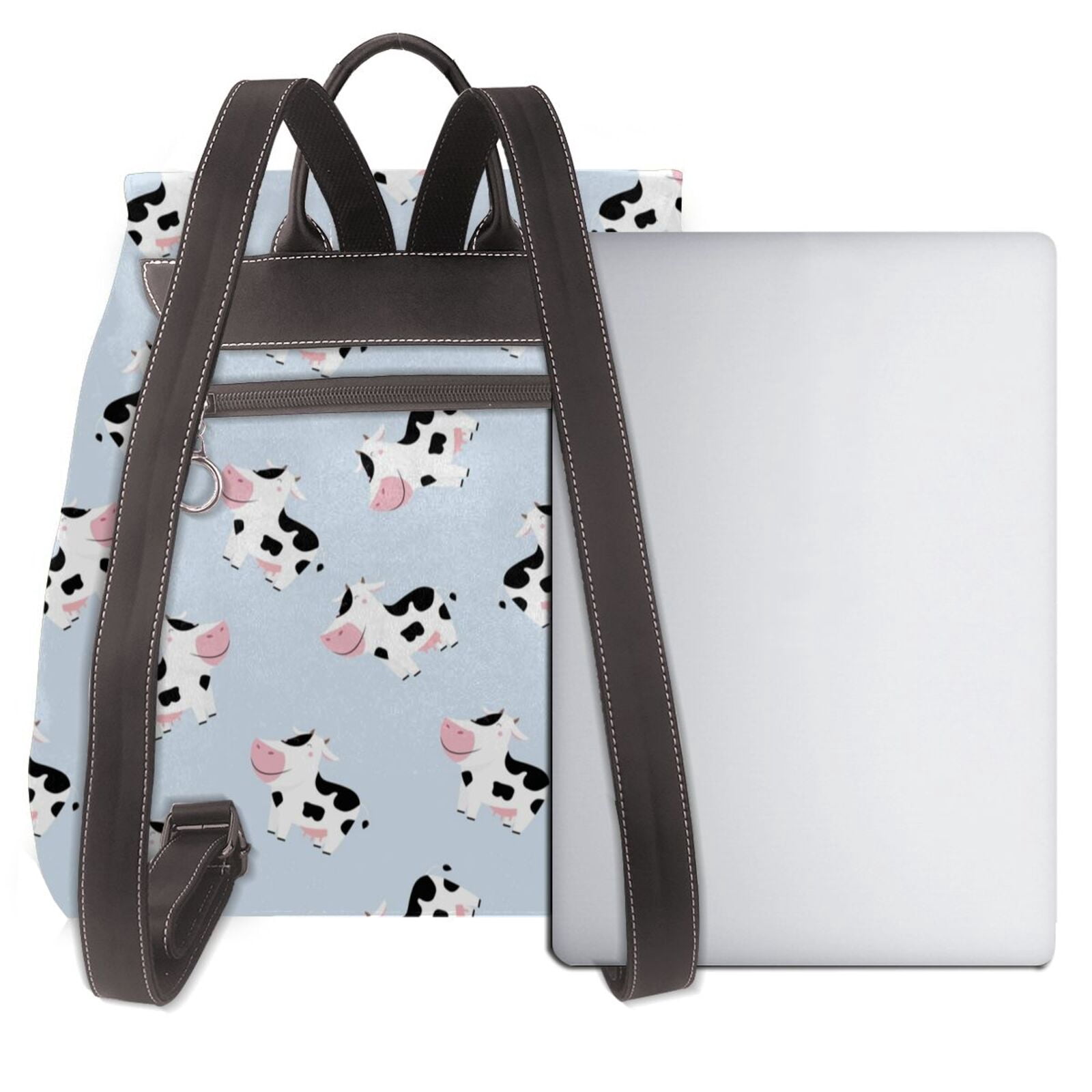 Defioc Cute Farm Cow Print PU Leather Backpack,Backpack Purse for Women Fashion Multipurpose Design Handbag Ladies Bags Travel Backpack