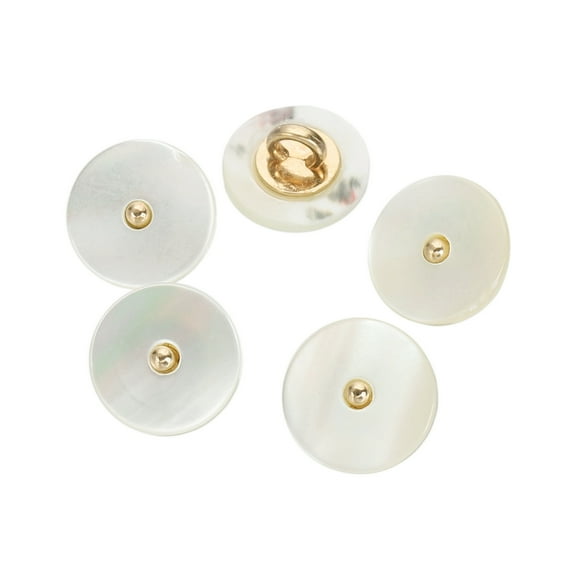 5 Pcs Bouton de Coquille Naturel, Boutons de Corps de Coquille Plat 11,5 mm, Beige/or