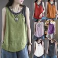 thumbnail image 4 of Tank Top for Women Linen, Summer Comfy Casual 2026 Loose Lightweight Sleeveless Shirts, White M, 4 of 8