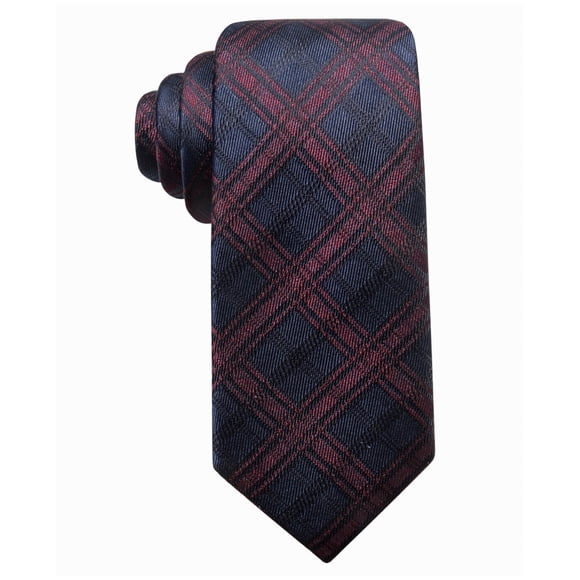 Ryan Seacrest Mens Pienza Plaid Self-tied Necktie, Blue, One Size
