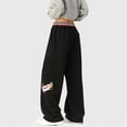 thumbnail image 4 of Trousers Pants for Women Business Casual Leopard Women's Pants Loose Fit Y2K Cozy Womens Sweatpants Black, 4 of 6