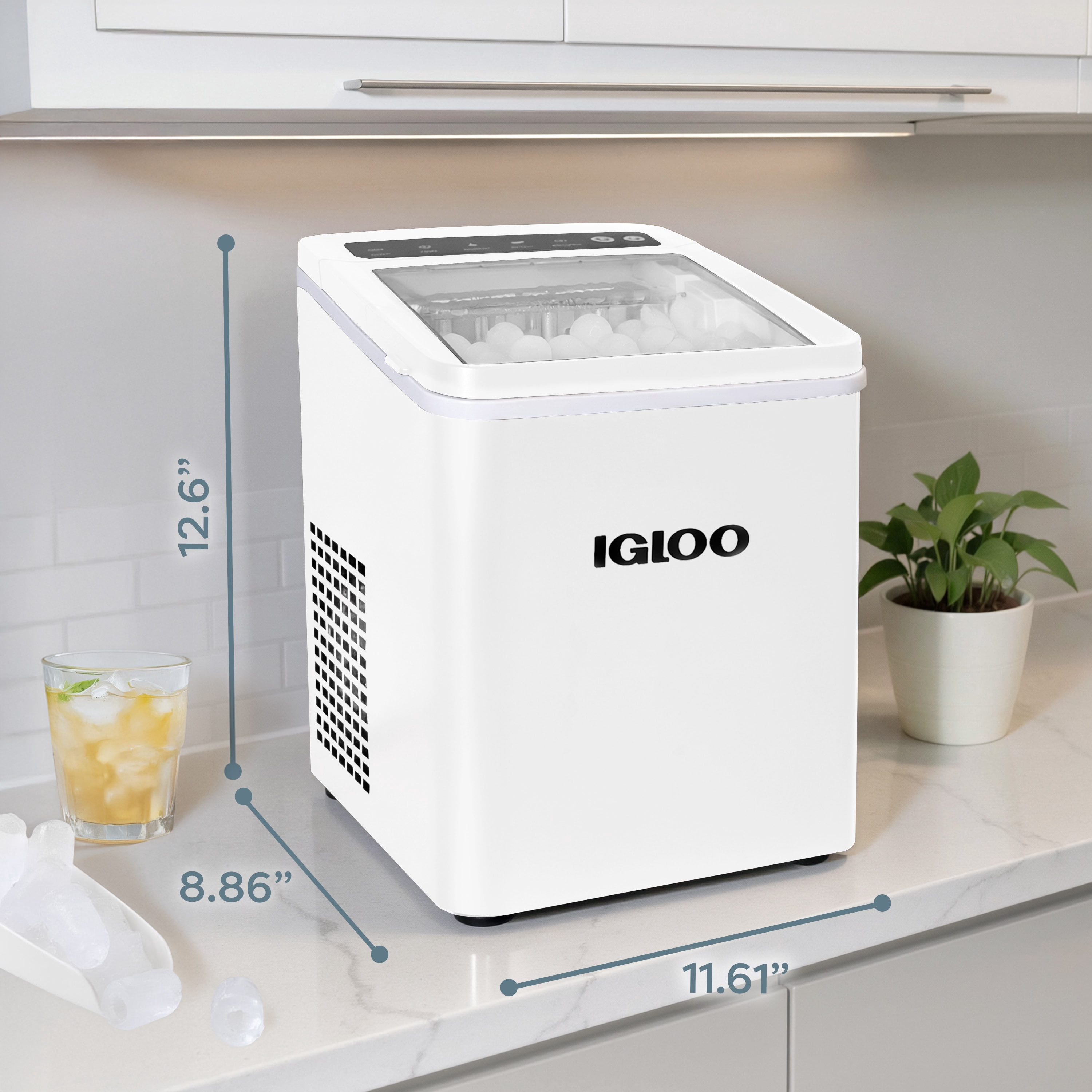 Igloo 26-Pound Automatic Portable Countertop Ice Maker Machine, White
