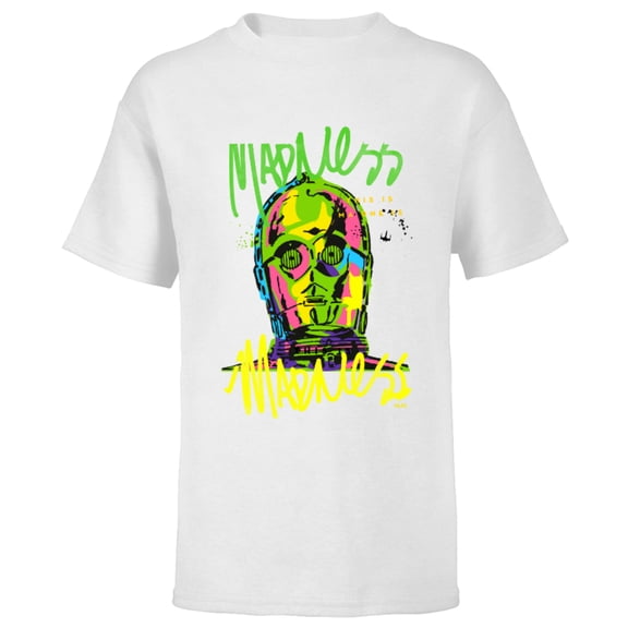 Star Wars C-3PO Neon Gradient - Short Sleeve T-Shirt for Kids - Customized-White