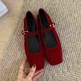 thumbnail image 3 of Nuevos zapatos Mary Jane rojos y negros para mujer, zapatos de vestir de tacón bajo de cuero de alta calidad, zapatos de mujer con punta cuadrada y correa de hebilla poco profunda, 3 of 5