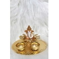 thumbnail image 4 of Assiette Roli Chawal Plaquée Or Ganeshji dans une Boîte en Velours. Parfaite pour Offrir, 4 of 5