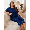 thumbnail image 4 of FEREMO Women Plus Size Pajamas Set Short Sleeve Prints Pjs Sets Sleepwear 2 Piece Loungewear Capri Pants with Pockets, 4 of 8