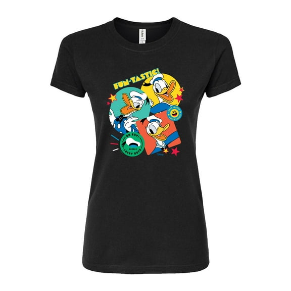 Disney - Donald Duck Sticker Look - Juniors Fitted Graphic T-Shirt