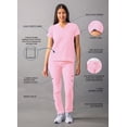 thumbnail image 3 of Adar Addition Go-Basic Scrub Set For Women - Slim V-Neck Scrub Top & Skinny Cargo Scrub Pants - A9200 - Soft Pink - 2X, 3 of 7