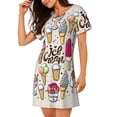 thumbnail image 2 of Balery Ice Cream Pattern Womens Short Sleeve Sleepshirt Scoopneck Cute Nightdress Comfy Nightgown Loungewear Dress, 2 of 6