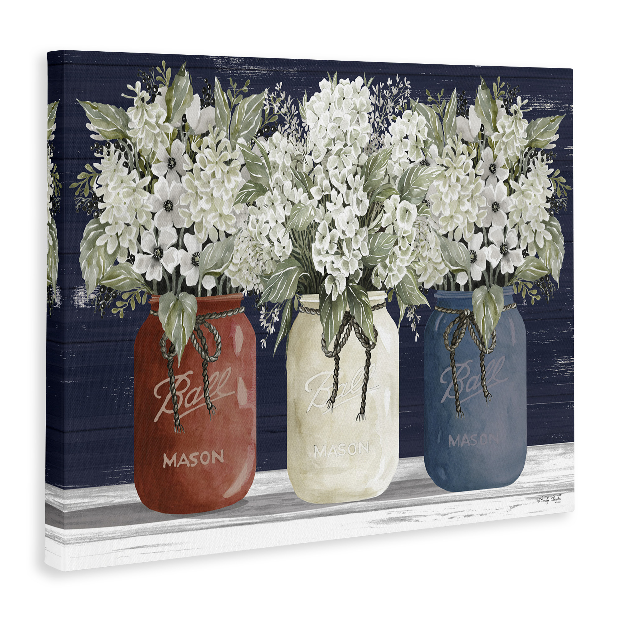 Stupell Industries Americana Floral Bouquets Rustic Flowers Country Pride Canvas Wall Art Design by Cindy Jacobs, 36" x 48"