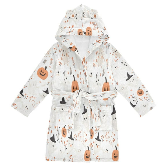 FORMRS Niños Bathrobe Unisex Hooded Robe Soft Plush Pajamas Sleepwear, Size 2-3T, Ghost Design