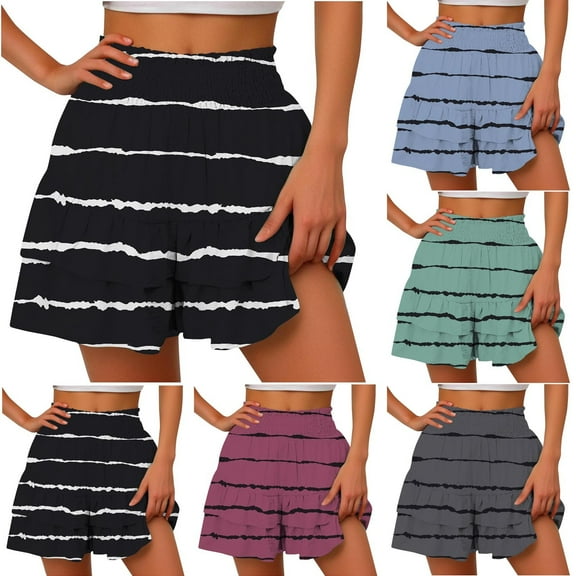GERsome Womens Flowy Shorts Gym Yoga Workout Running Short Pants Tennis Skort Skirt Summer Ruffle Mini Shorts S-XXL