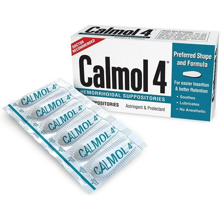 Calmol 4 Hemorrhoidal Suppositories Astringent & Protectant, 24Ct