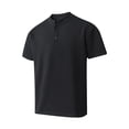 thumbnail image 2 of ZUKMRJPC Men's Short Sleeve Shirts Quarter Button Solid Color Casual Basic Tees Loose Fit Comfy Summer Athletic Work Shirts, 2 of 4