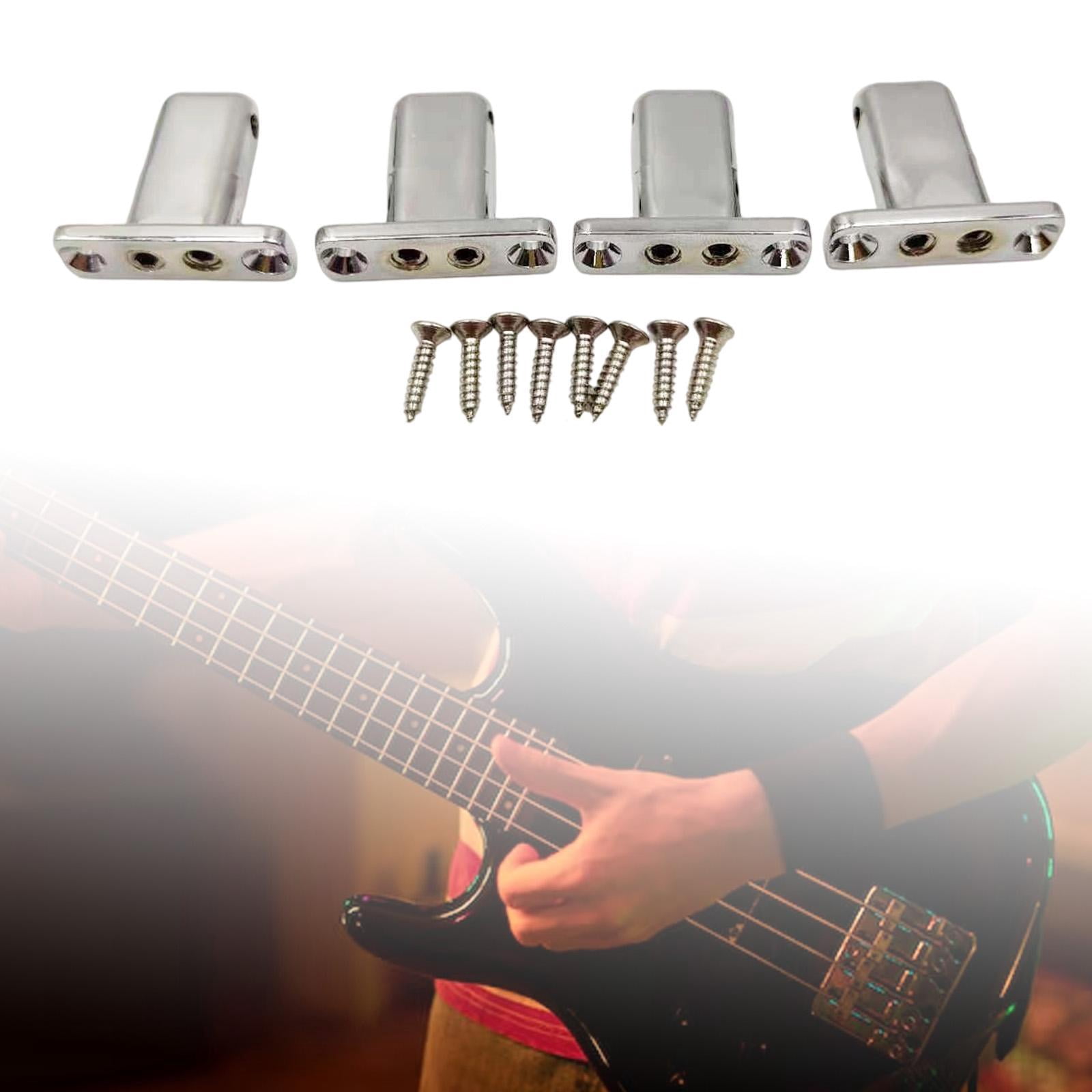 JWQFBC 4 String Electric Guitar Nut Locking Bridge with Mounting Screw for DIY Projects Gray