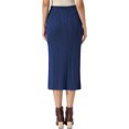 thumbnail image 3 of INSPIRE CHIC Cable Knit Sweater Skirt for Women's Elastic Waist A-Line Side Slit Casual Ribbed Knit Maxi Skirt S Dark Purple, 3 of 6