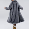 thumbnail image 3 of Long Faux Fur Coats for Women Trendy Long Sleeve Lapel Coats Fuzzy Winter Jacket Dark Gray XL, 3 of 4