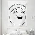 thumbnail image 1 of Humor Decor Tapestry, Cute Lol Guy Happy Boy Meme Face Internet Emojis Community Labels Illustration, Wall Hanging for Bedroom Living Room Dorm Decor, 60W X 80L Inches, Black White, by Ambesonne, 1 of 2