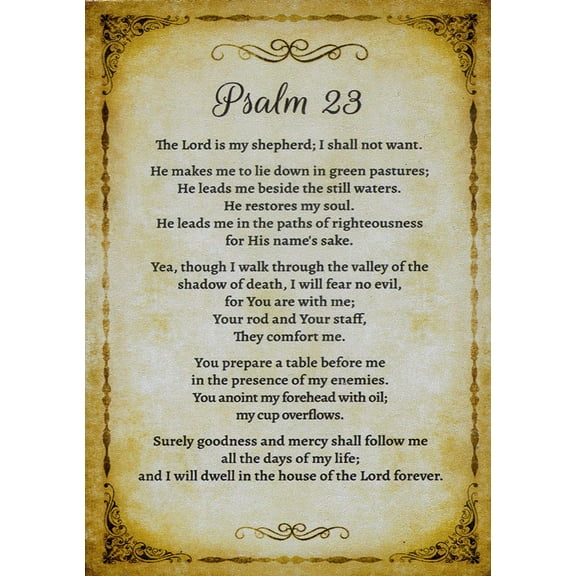Catholic print picture - Psalm 23 T - 8" x 10" ready to be framed