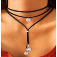 thumbnail image 3 of Collar con colgante redondo autoajustable con cinturón de terciopelo de moda simple de joyería, 3 of 5