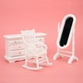 thumbnail image 4 of 1:12 Mini Muebles Cama Doble Espejo Largo Mesita de Noche Silla Gabinete Accesorios para Casa de Muñecas 6 piezas / Set, 4 of 13