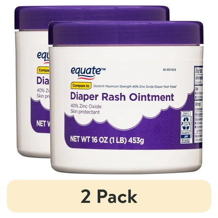 (2 pack) Equate Diaper Rash Ointment with 40% Zinc Oxide 16 oz Compare to Desitin® Maximum Strength 40% Zinc Oxide Diaper Rash Paste