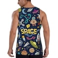 thumbnail image 3 of Haiem Colorful Space Men Workout Tank Top Gym Bodybuilding Sleeveless Muscle T Shirts Athletic Tank Breathable Workout Shirt-Small, 3 of 9