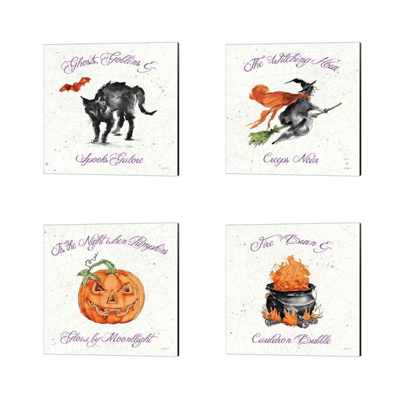 Great Art Now Phantoms of the Night Color B by Anne Tavoletti 4 Piece Canvas Art Set Each 14W x 14H