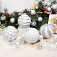 thumbnail image 4 of Alupssuc 6 Inch Oversized Christmas Ball Ornaments, Shatterproof Xmas Tree Decorations, White & Silver, 4CT, 4 of 6