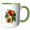 Green/White, variant on 3drose, Peach Fruit Botanical Vector Illustration, 15oz Mug
