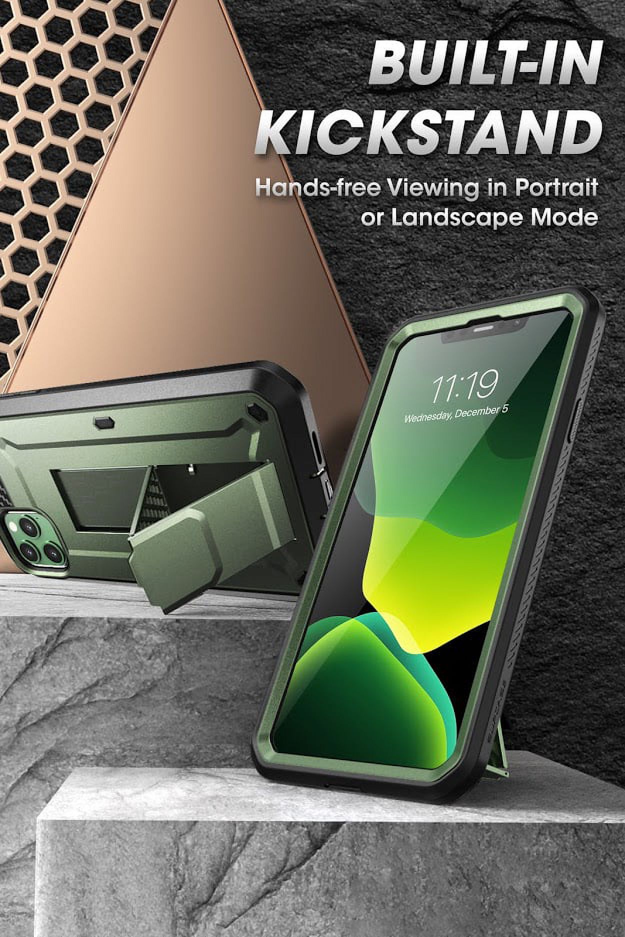 SUPCASE Unicorn Beetle Pro Series Case Designed for iPhone 11 Pro 5.8 Inch (2019 Release), Built-in Screen Protector Full-Body Rugged Holster Case (MetallicGreen) - image 5 of 8