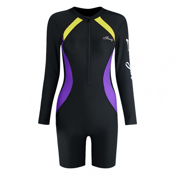 Womail Women's Shorty Wetsuit One Piece Front Long Sleeve,Water Fin