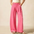 thumbnail image 2 of Girls High Waisted Uniform Pants Kids Wide Leg Dress Pants Casual Trousers with Pockets 5-14 Years Hot Pink, 2 of 9