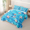 thumbnail image 3 of Feelyou Cartoon Shark Twin Quilt Set for Boys Girls, Ocean Cute Marine Wildlife Twin Coverlet Set, Blue, 2-Piece, 3 of 7